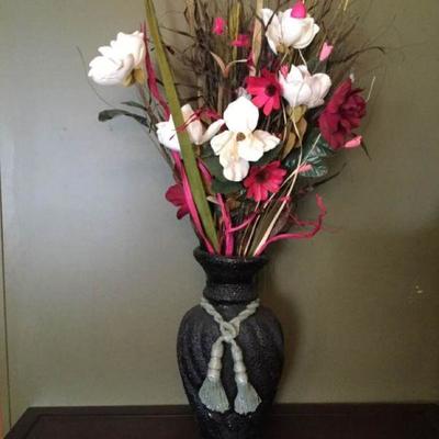 Large Flower Arrangement & Ceramic Vase