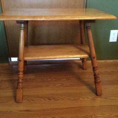 Solid Wood End Table w/Shelf #1