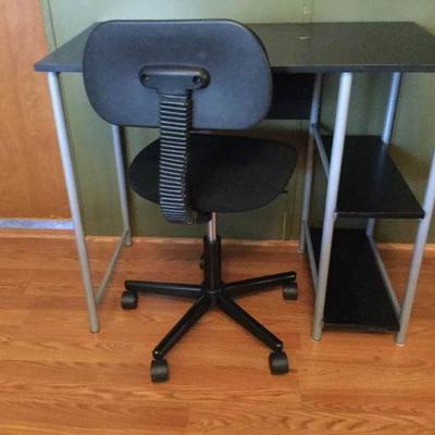 Industrial-Style Black Desk w/Black Swivel Chair