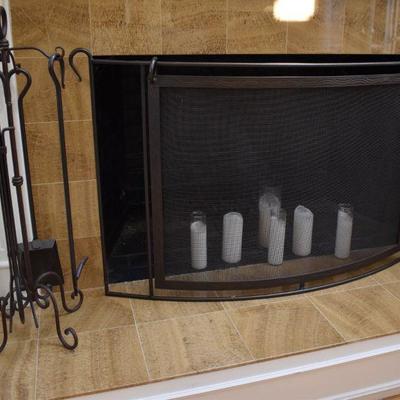 Fireplace screen and tools