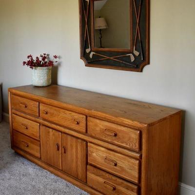 Matching oak triple dresser