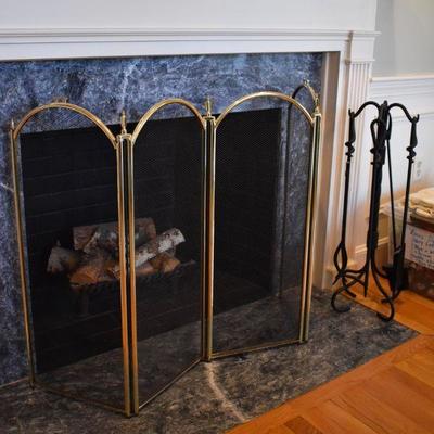 Fireplace screen and tools
