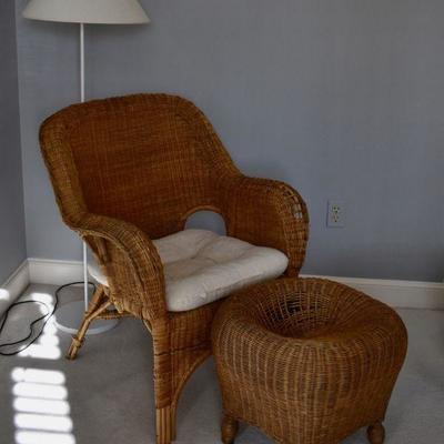 Wicker chair and ottoman