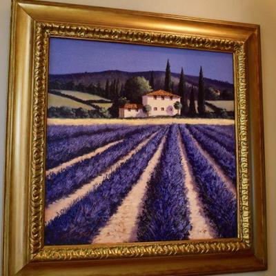 Signed lavender fields painting