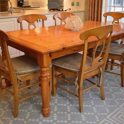 Pine table with 8 chairs total