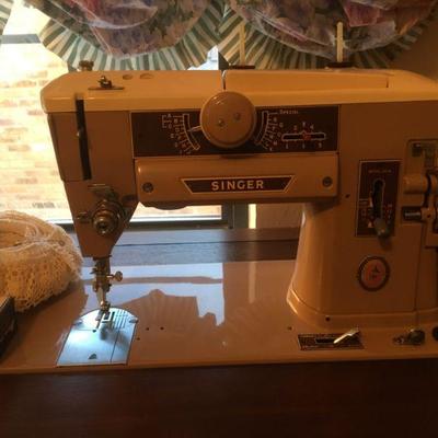 Singer Slant Cabinet Sewing Machine with accessories - excellent condition