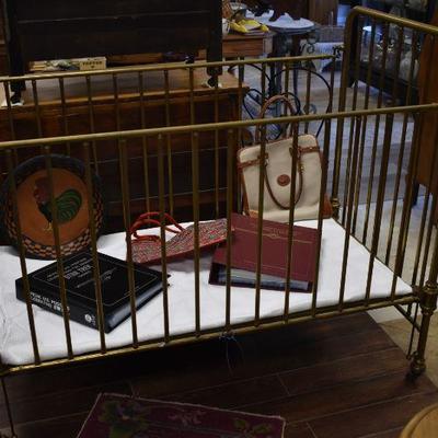 Circa 1940s solid Brass crib. spindles are very close together for modern use $225