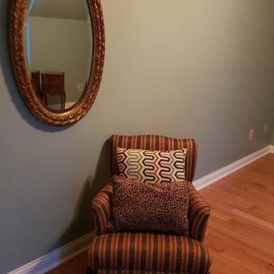 Upholstered Bedroom Chair + Mirror
