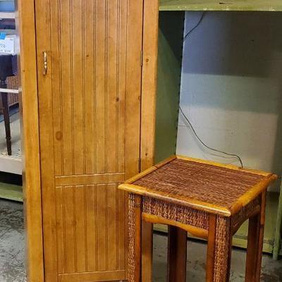 Vtg Pine Pantry & Plant Table