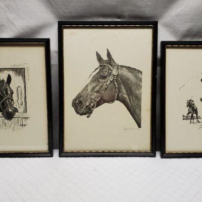 Three Framed Horse Prints