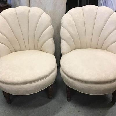 Upholstered Parlor Chairs w/Shell Tufted Backs 2