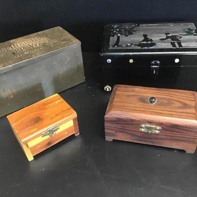 Vtg Wood & Metal Boxes