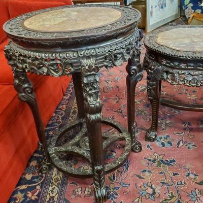 Vtg Chinese Marble Topped Tables 2