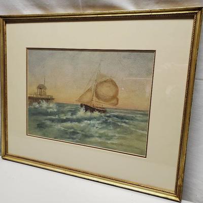 Framed Original Sailboat Watercolor