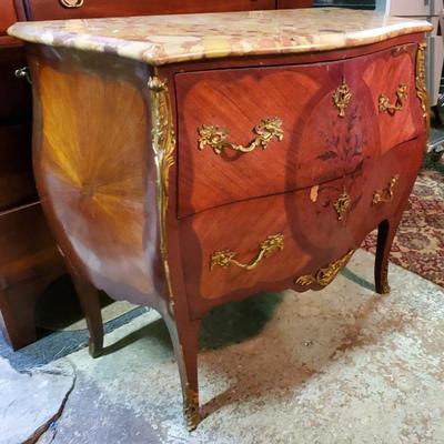 Atq French Bombe Chest Marble Top