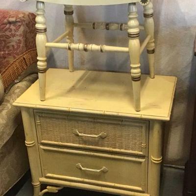 Vtg Painted Side Table & Bench