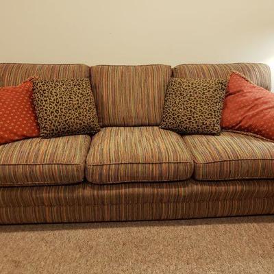 Upholstered Striped Sofa
