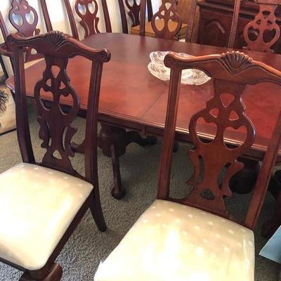 Cherry Stain Double Pedestal Dining Table w/8 Chairs & 2 leaves (by Tonic Furniture Co.)