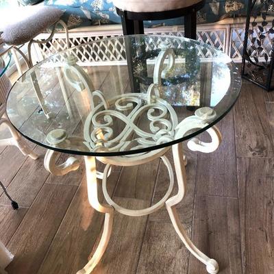 Small Glass-top / Metal Base Side Table