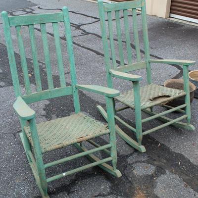 2 GREEN ROCKING  CHAIRS