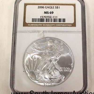  2006 Silver American Eagle Dollar NGC Graded MS69

Auction Estimate $20-$50 â€“ Located Glassware 