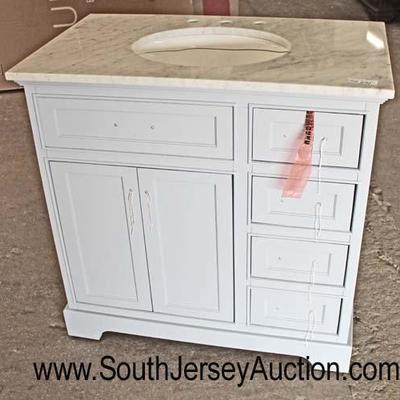  NEW 36” Marble Top 4 Drawer 2 Door Soft Blue Bathroom Vanity with Back Splash and Hardware

Auction Estimate $200-$400 – Located Inside 
