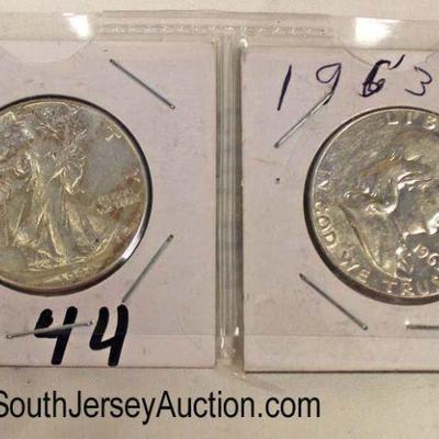 1944 Silver Walking Liberty Half Dollar and 1963 Silver Franklin Half Dollar

Auction Estimate $5-$10 â€“ Located Glassware 