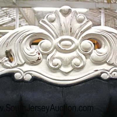  French Style Highly Carved Paint Decorated Frame Black Upholstered Button Tufted High Back Loveseat

Auction Estimate $200-$400 â€“...