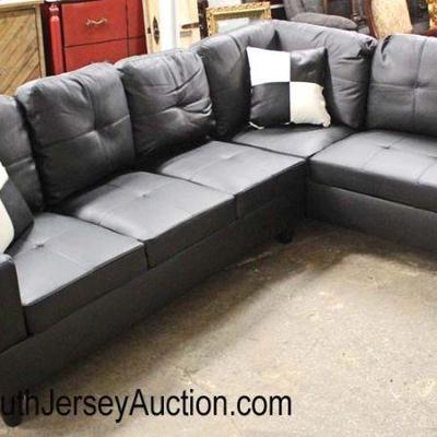  NEW Maumee Style Black Leather Style Sectional Sofa Chaise with Decorative Pillows

Auction Estimate $300-$600 â€“ Located Inside 