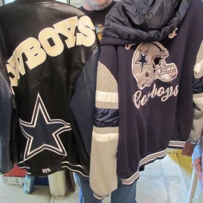 Dallas Cowboys!!  We have a Leather Coat and a jacket, Jersey (not photographed)