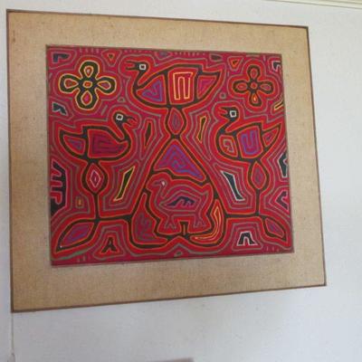 1960s Peruvian mola textile framed beautifully & handmade. The detail is stunning and will take your breath away!