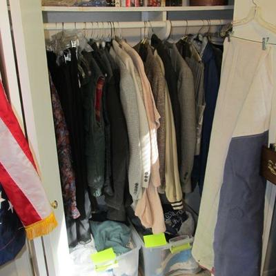 Nice selection of men's suits and some ladies clothing, and coats, jackets