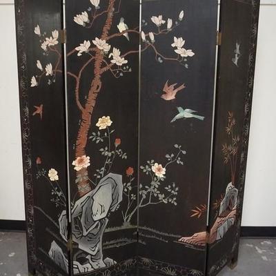 1052	ASIAN FOUR PART FOLDING SCREEN DOUBLE SIDED 
