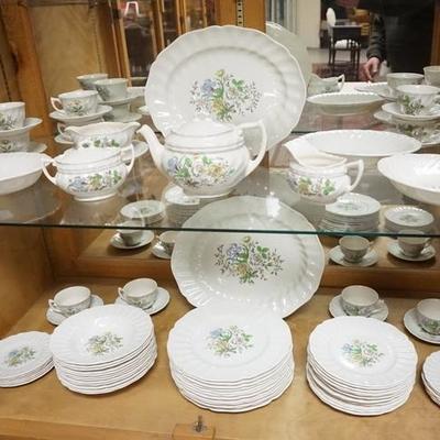 1024	81 PIECE ROYAL DOULTON *SUTHERLAND* DINNERWARE SET, LARGEST PLATTER IS 15 1/4 IN, COMPLETE SERVICE FOR 12 PLUS SERVING PIECES 
