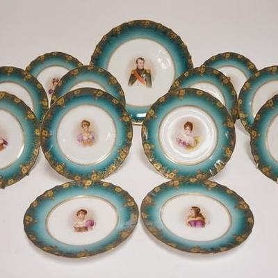 1032	EXCEPTIONAL 13 PIECE HAND PAINTED PLATE SET DEPICTING NAPOLEON & 12 DIFFERENT LADIES INCLUDING JOSEPHINE, BY THEODORE HAVILAND...