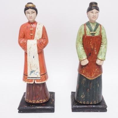 1199	PAIR OF HAND PAINTED ASIAN FIGURES, 16 1/4 IN H 
