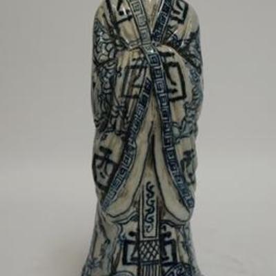 1081	BLUE & WHITE ASIAN FIGURE, A MAN W/ A CHICKENS HEAD, 14 IN H
