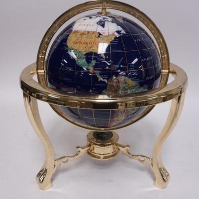 1136	TABLE TOP GLOBE IN BRASS STAND, 14 1/2 IN H 

