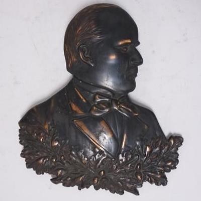 1192	CAST IRON BUST OF MCKINLEY, 9 1/2 IN W, 10 3/4 IN H 

