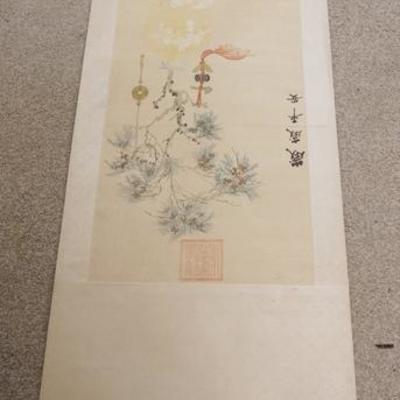 1128	SIGNED ASIAN SCROLL, OVERALL DIMENSIONS, 72 IN X 26 IN 
