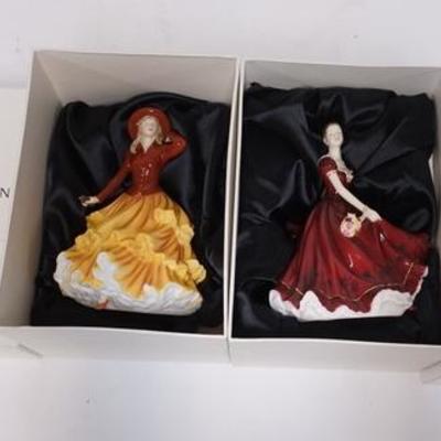 1103	TWO ROYAL DOULTON PRETTY LADIES W/ FITTED BOXES *AUTUMN WALK* & *FIGURE OF THE YEAR 2010 SOPHIE* HAS ARTIST SIGNATURE, TALLEST IS 9...