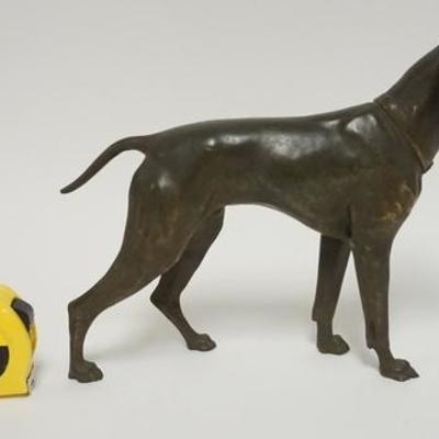 1009	JENNINGS BROTHERS METAL HUNTING DOG SCULPTURE, 14 1/2 IN L, 10 1/4 IN H, SIGNED JB 2568
