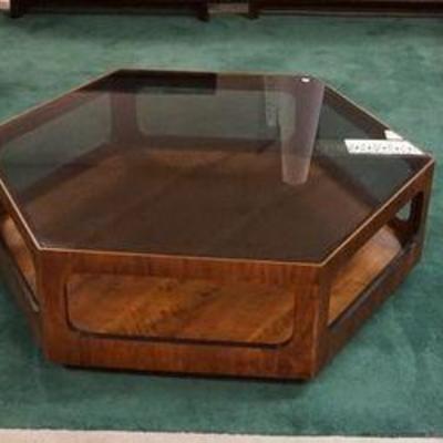 1068	MID CENTURY MODERN THREE PIECE LANE COFFEE TABLE & TWO END TABLES 

