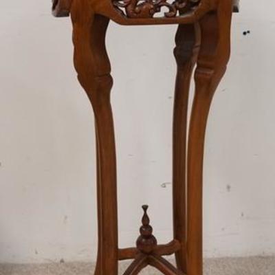 1185	CARVED ASIAN STAND W/ INSET MARBLE TOP, 39 IN H , 12 1/2 IN TOP DIA
