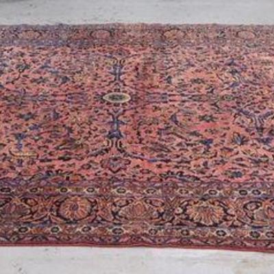 1139	ROOM SIZE RED ORIENTAL RUG,  12 FT 8 IN X 8 FT 8 IN 

