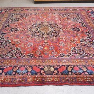 1137	ROOM SIZE RED ORIENTAL RUG, 10 FT 3 IN X 10 FT 2 IN 
