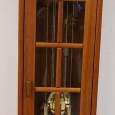 1142	DANISH TALL CASE CLOCK W/ WESTMINSTER CHIMES & A MOON DIAL 
