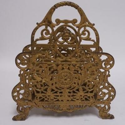 1100	VICTORIAN CAST IRON LETTER HOLDER, MARKED MB & IW 3064, 10 1/4 X 4 1/2 IN 11 3/4 IN H 
