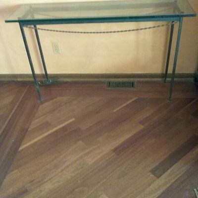 Glass and Wrought Iron Sofa Table