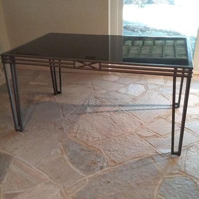 Metal and Black Glass Dining Room/Kitchen Table